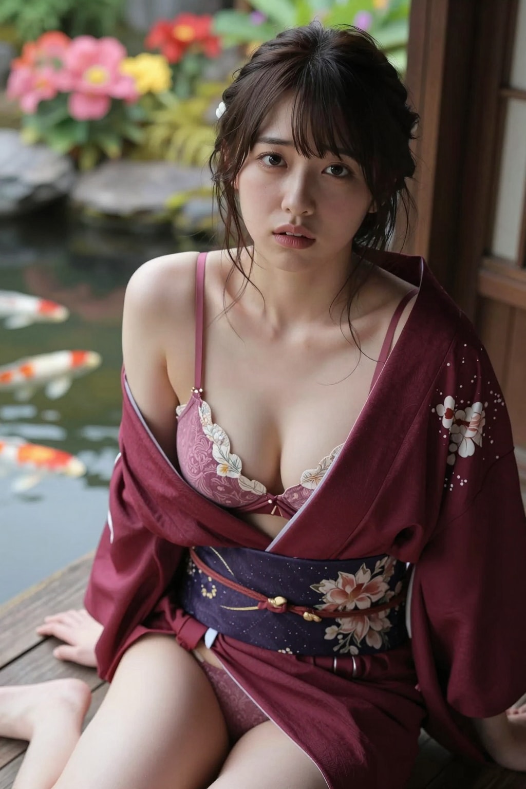 ハダけた着物がセクシーなお姉さん♡