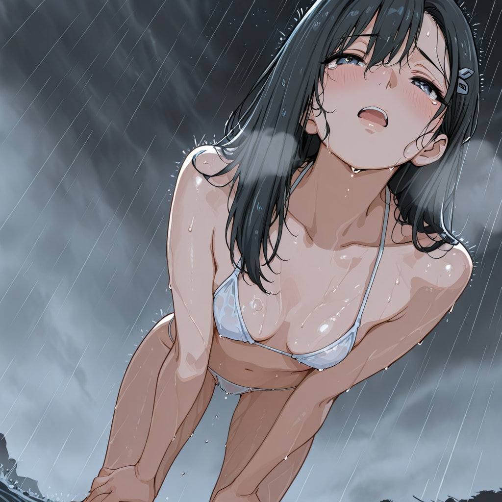 雨で涼む