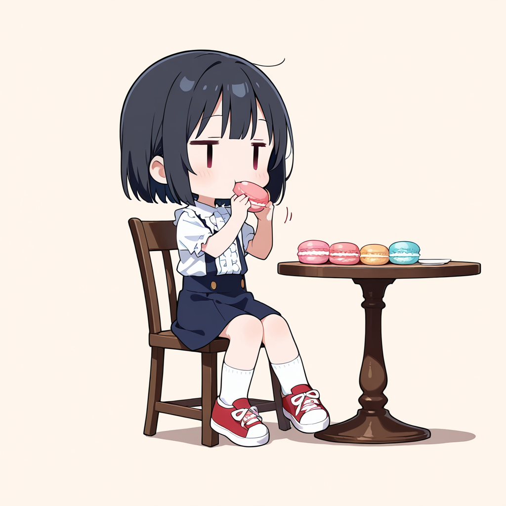 マカロンを食べる