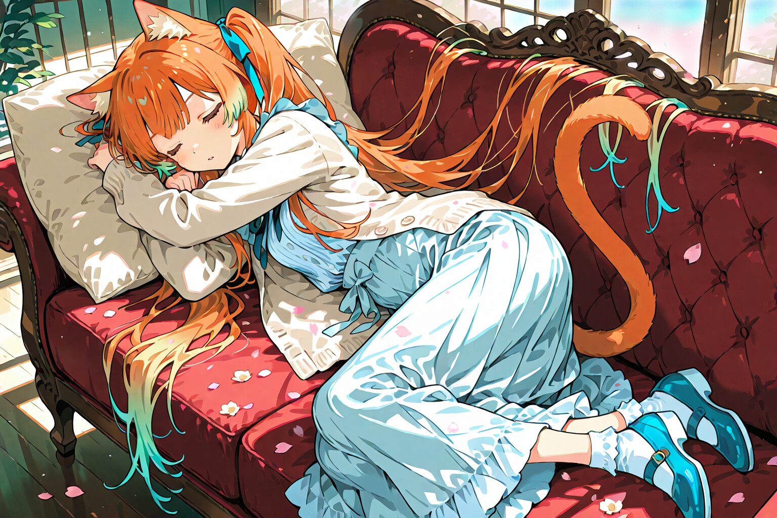 桜と微睡む、陽だまりの時間 | の人気AIイラスト・グラビア