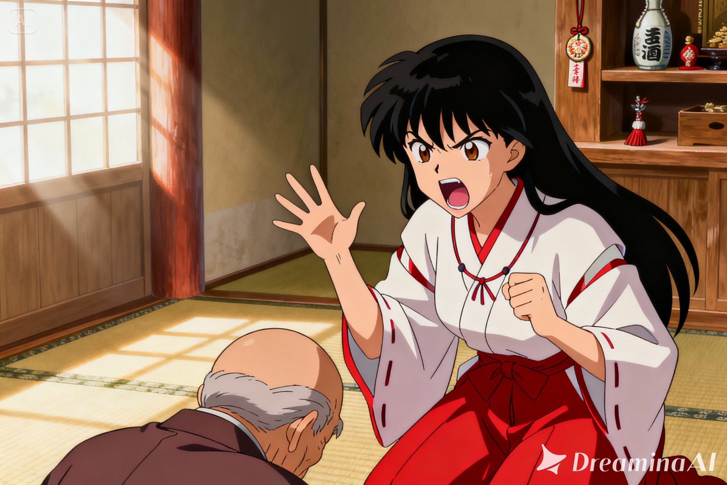 【立場逆転？】大惨寺住職を説教するさくらちゃん | の人気AIイラスト・グラビア