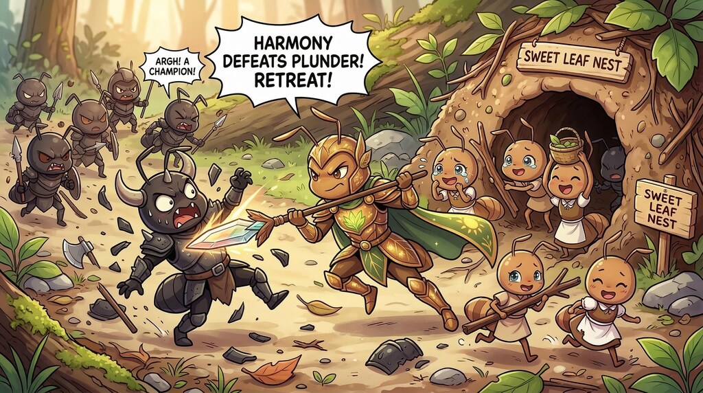 侵略者に立ち向かうヒーロー蟻