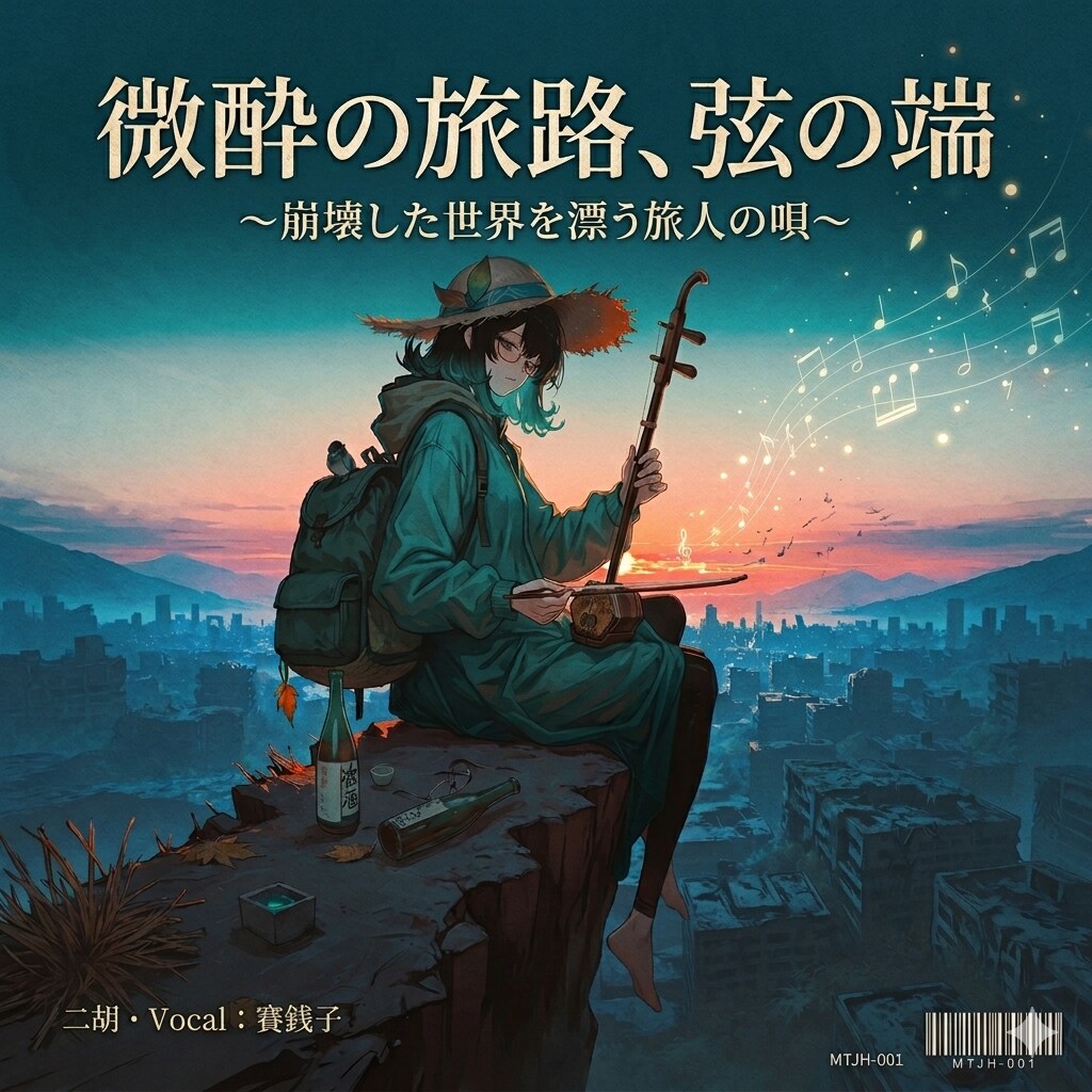 [suno 二胡+vocal：賽銭子]-微酔（ほろよい）の旅路、弦の端