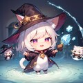 デフォルメ猫魔女と水魔法2枚 2枚目