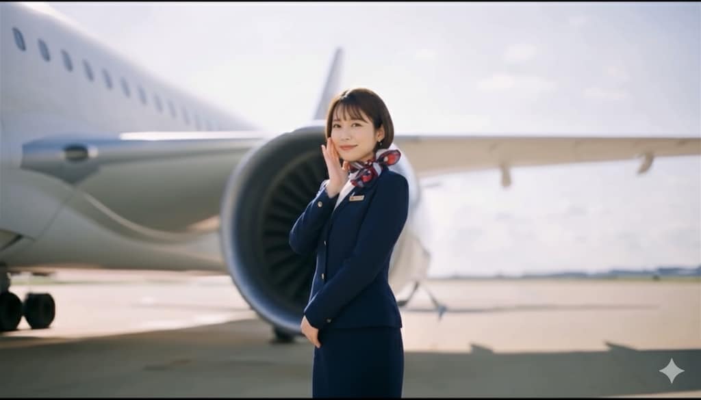 機体を紹介するCA