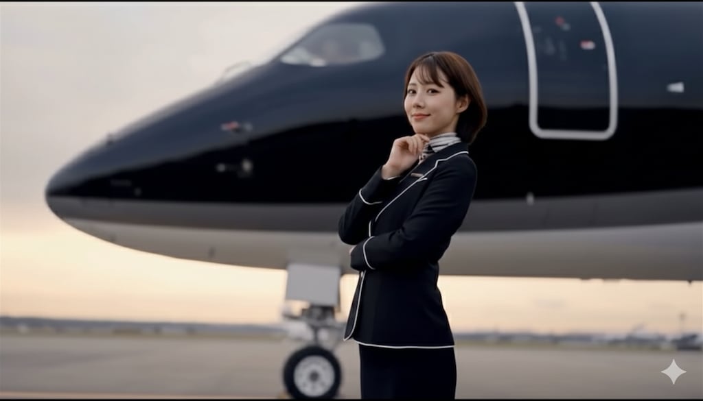 機体を紹介するCA