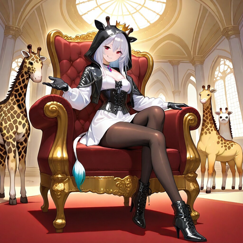お城の玉座のアニマルフーディー女王様