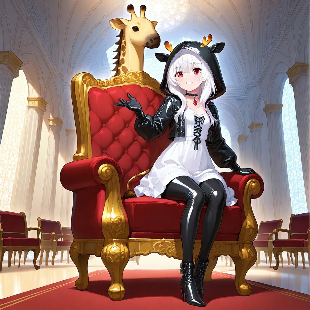お城の玉座のアニマルフーディー女王様