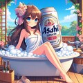 泡風呂に入るビール缶と女の子 2枚目