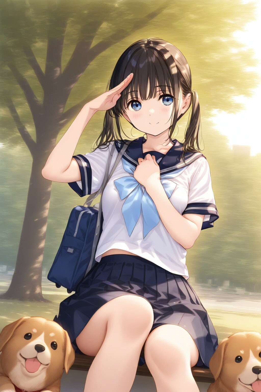 芝生の上の小さな指揮官