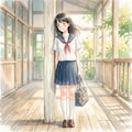 もたれる少女 2枚目