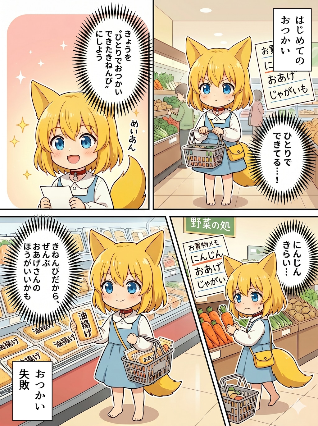 大義名分が立ち自分の好物を買い占めるキツネ