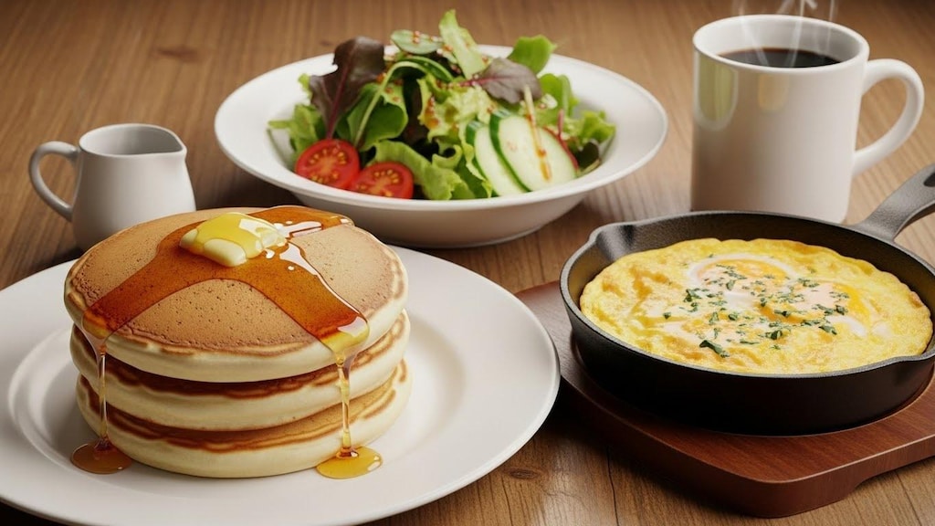 摩訶不思議食堂のパンケーキディナーセット