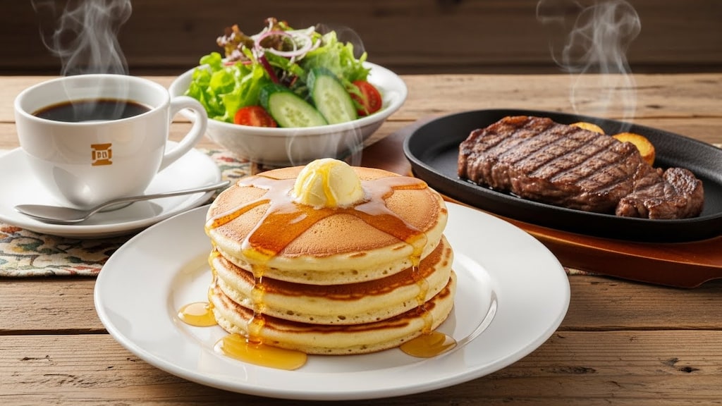 摩訶不思議食堂のパンケーキディナーセット