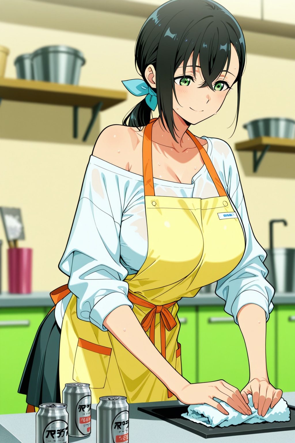 巨乳人妻の台所お掃除🧼❤️ | の人気AIイラスト・グラビア