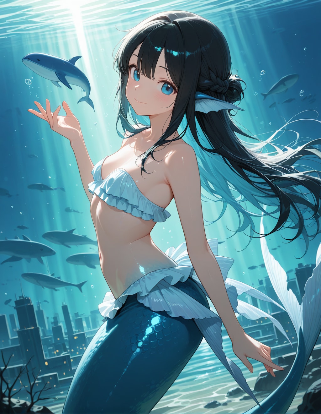 もうすぐ夏やなぁ、海行きたいなぁ、せや、人魚創ろう❗️✨️