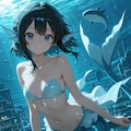 もうすぐ夏やなぁ、海行きたいなぁ、せや、人魚創ろう❗️✨️ 2枚目