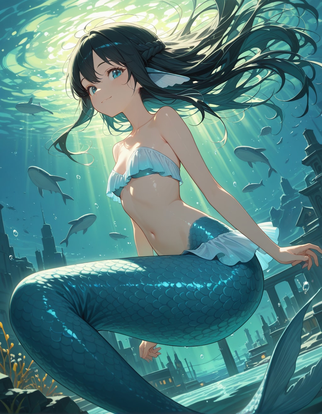 もうすぐ夏やなぁ、海行きたいなぁ、せや、人魚創ろう❗️✨️