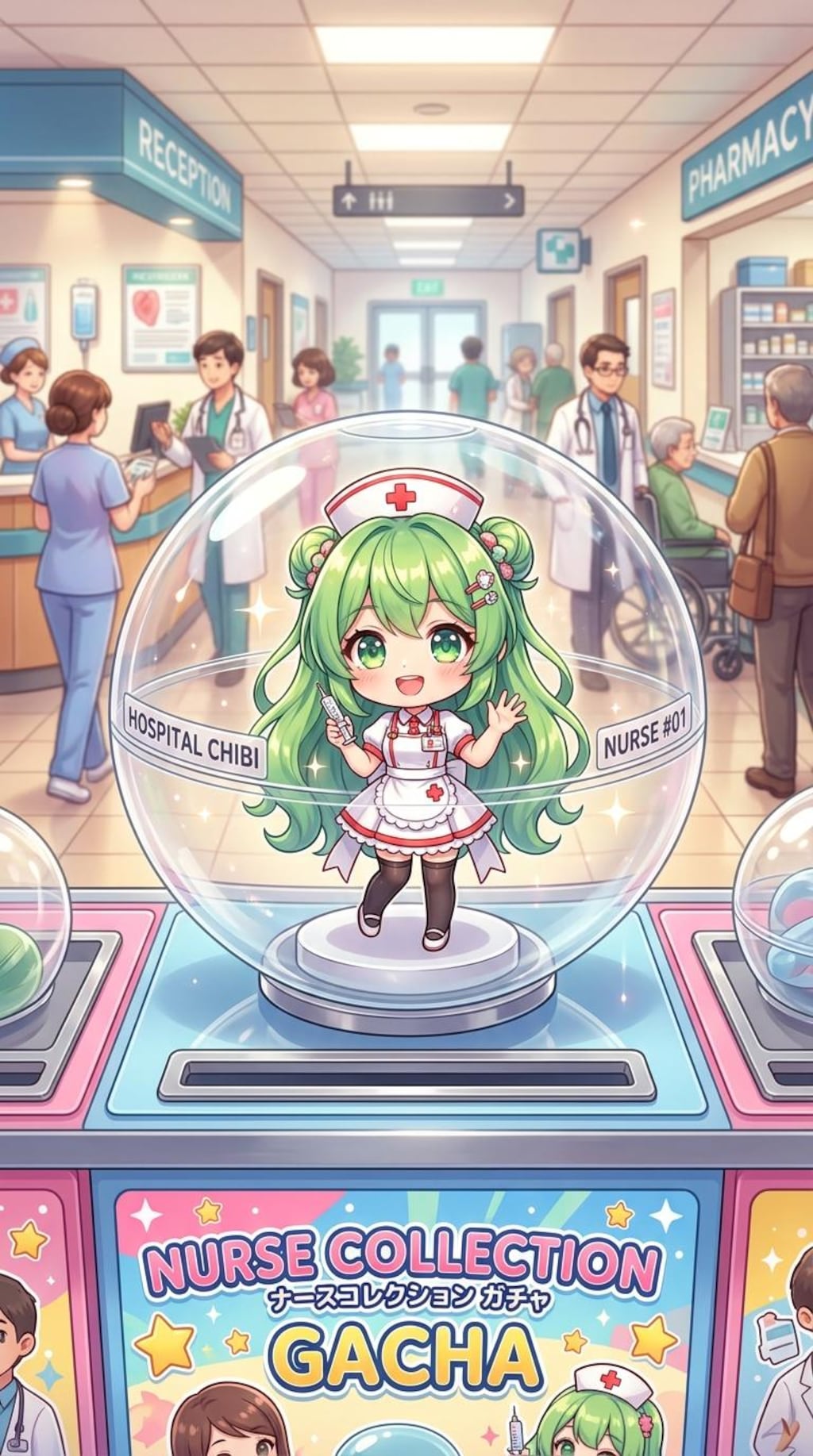 ナース服姿のEMERALDちゃんをカプセルに入れたよ