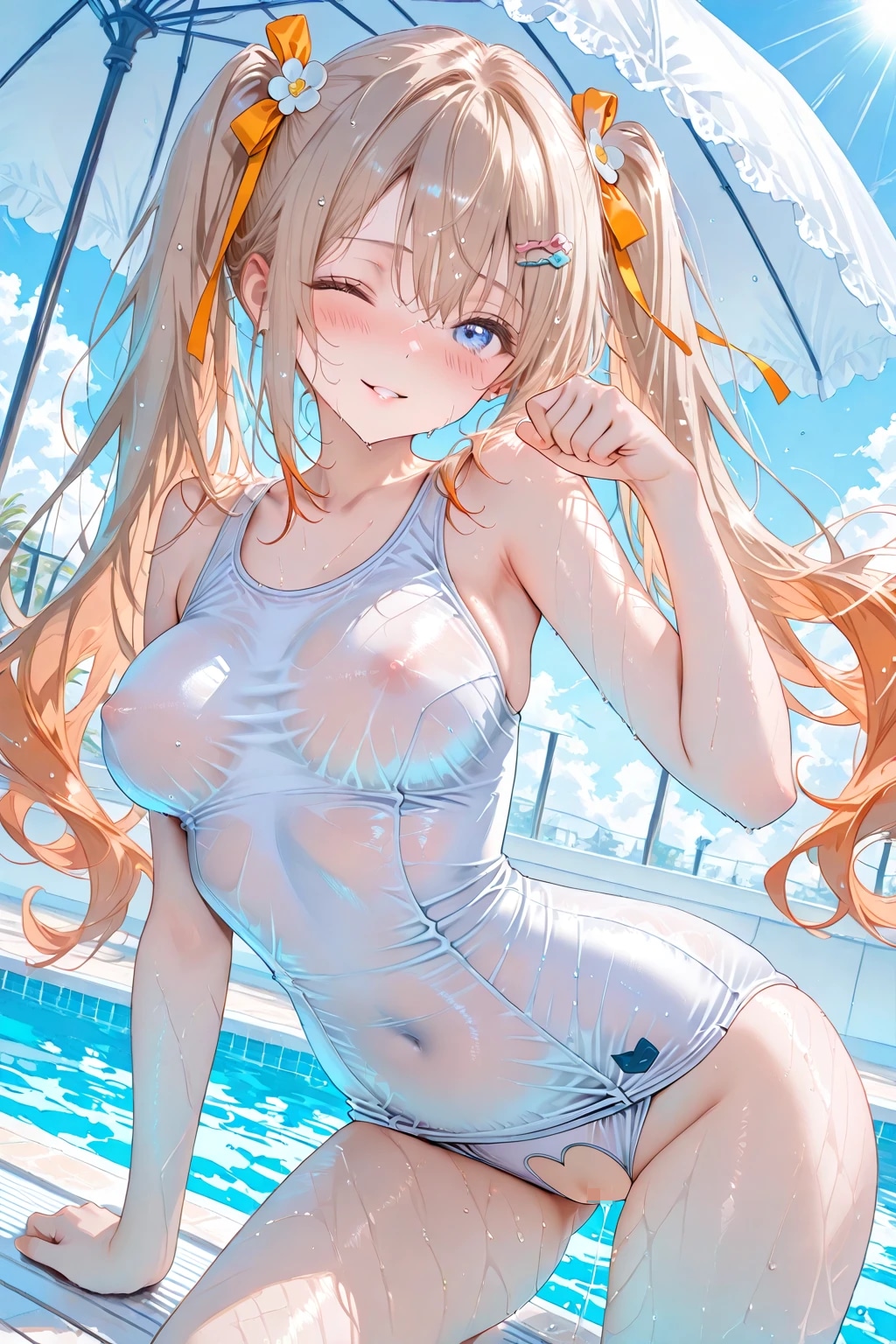 クロッチレス半透明白色スクール水着(旧型)！！