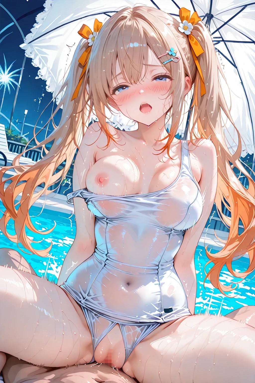 クロッチレス半透明白色スクール水着(旧型)！！