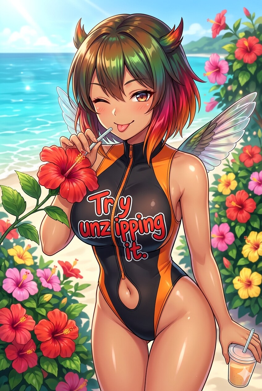 ハチドリ擬人化(水着)