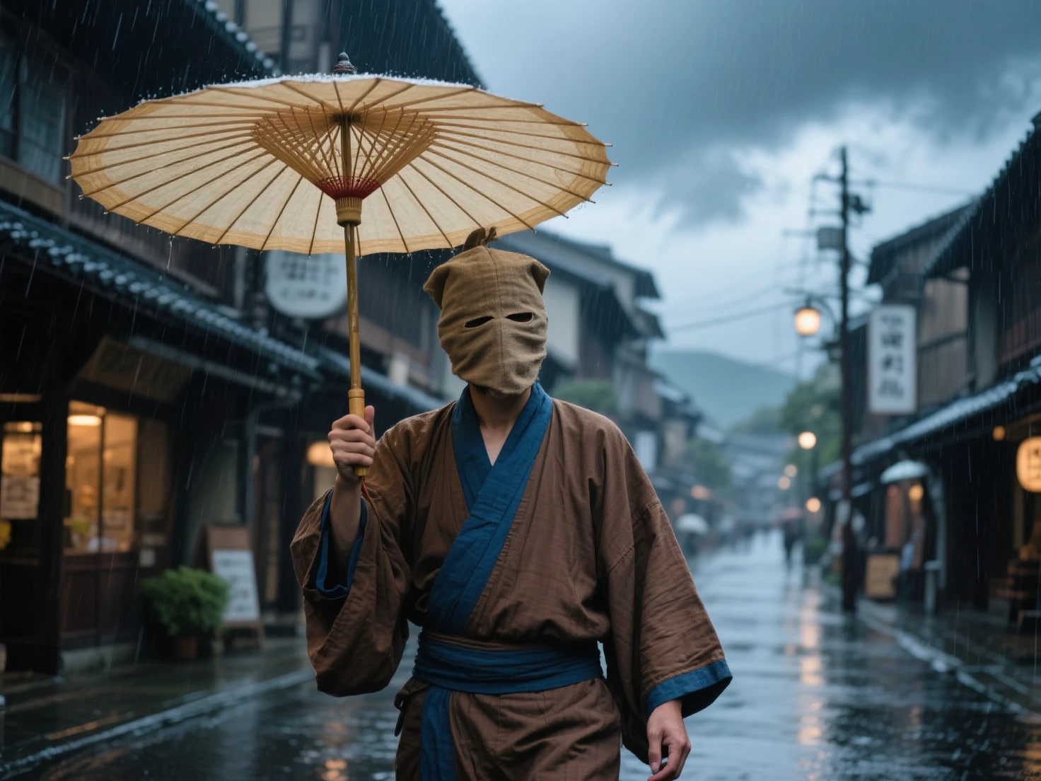 雨街道の麻袋浪人