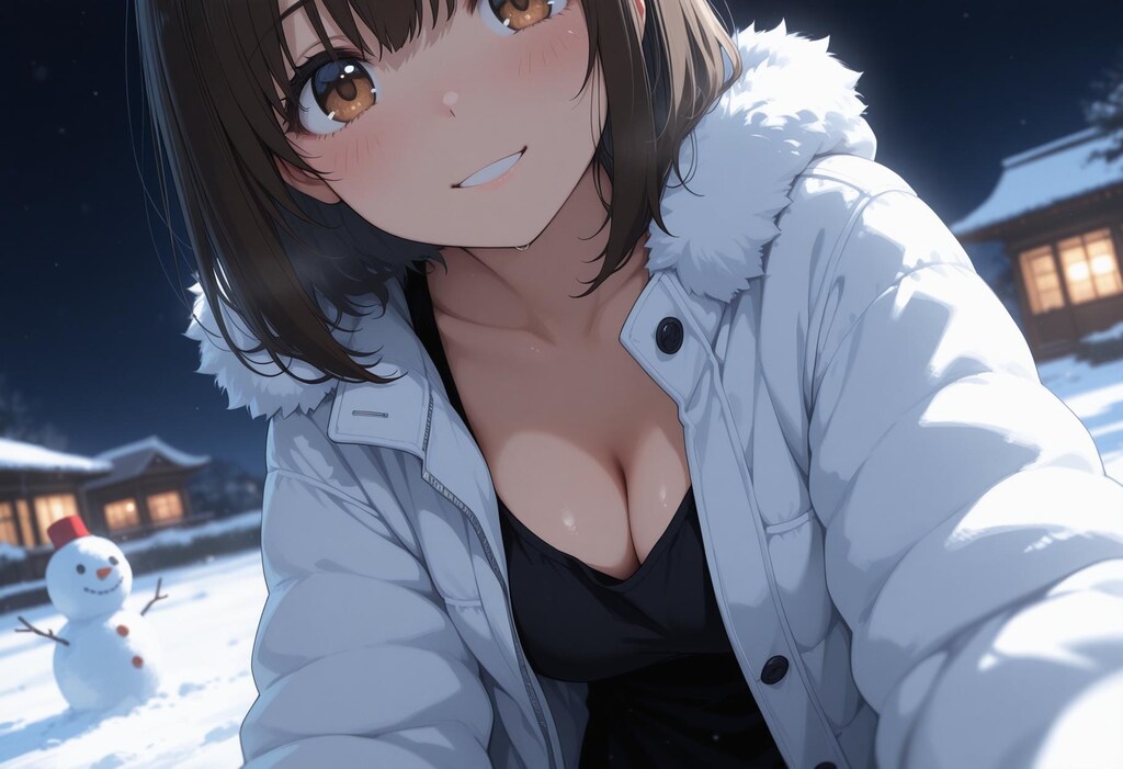 彼女と雪だるまっ！