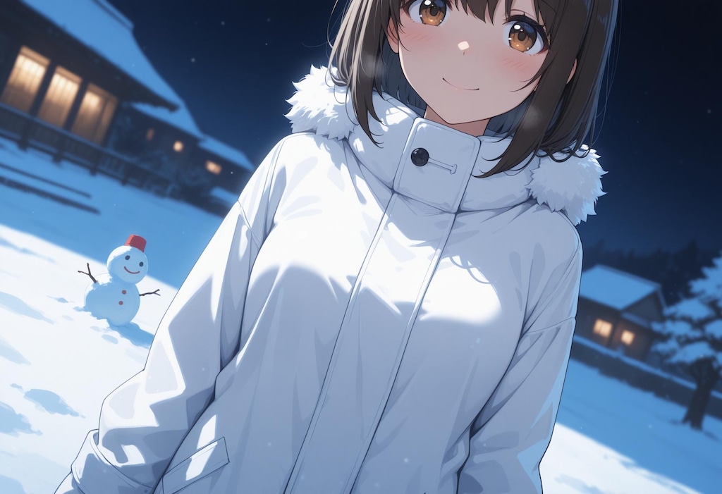 彼女と雪だるまっ！
