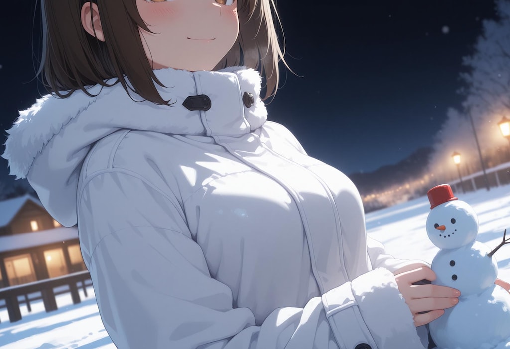 彼女と雪だるまっ！