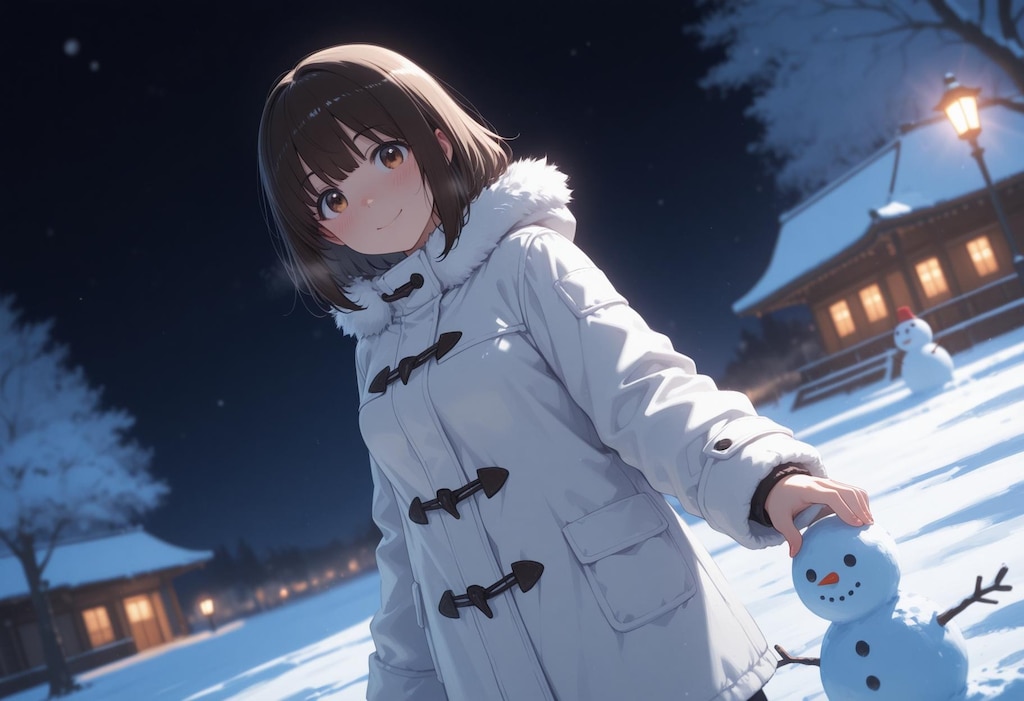 彼女と雪だるまっ！