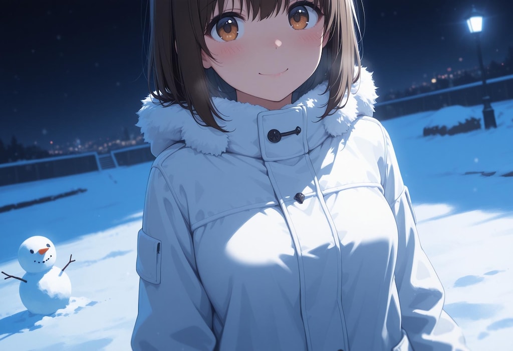 彼女と雪だるまっ！
