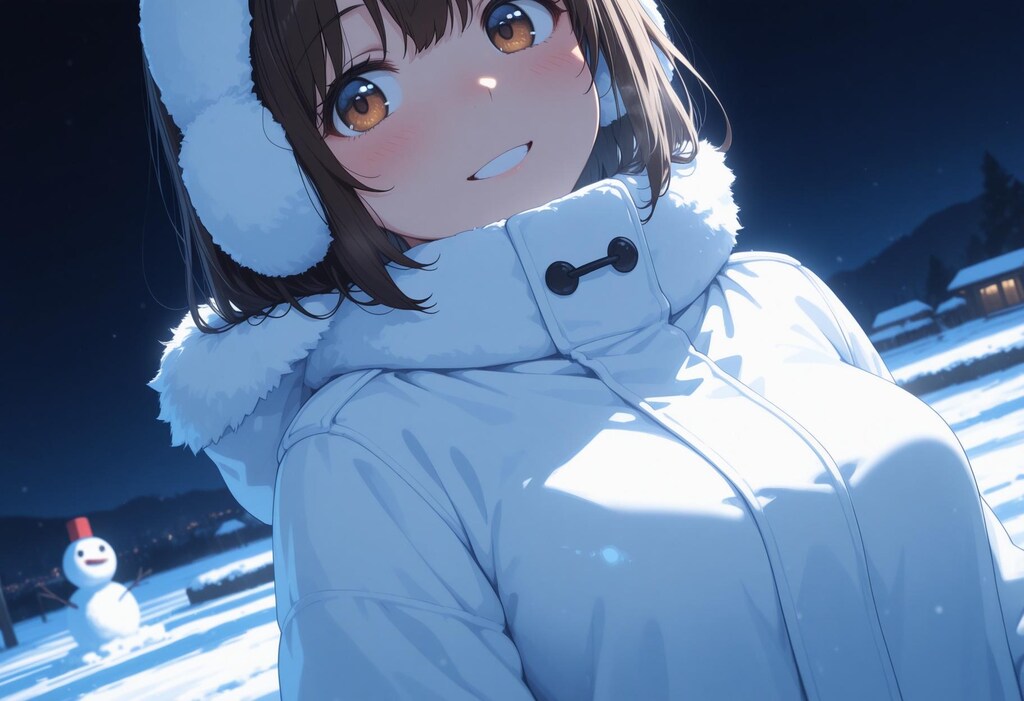 彼女と雪だるまっ！