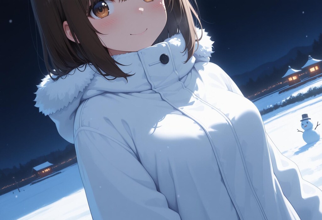 彼女と雪だるまっ！