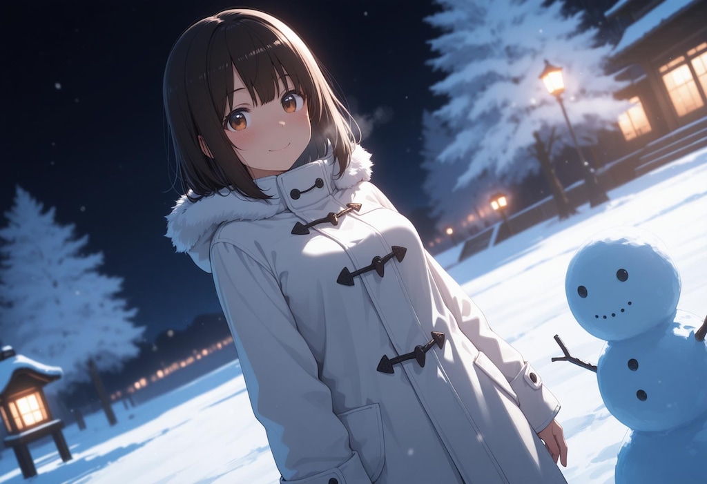 彼女と雪だるまっ！