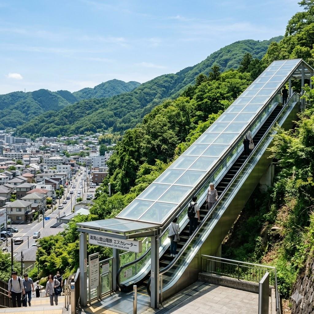 山へと導くエスカレーター