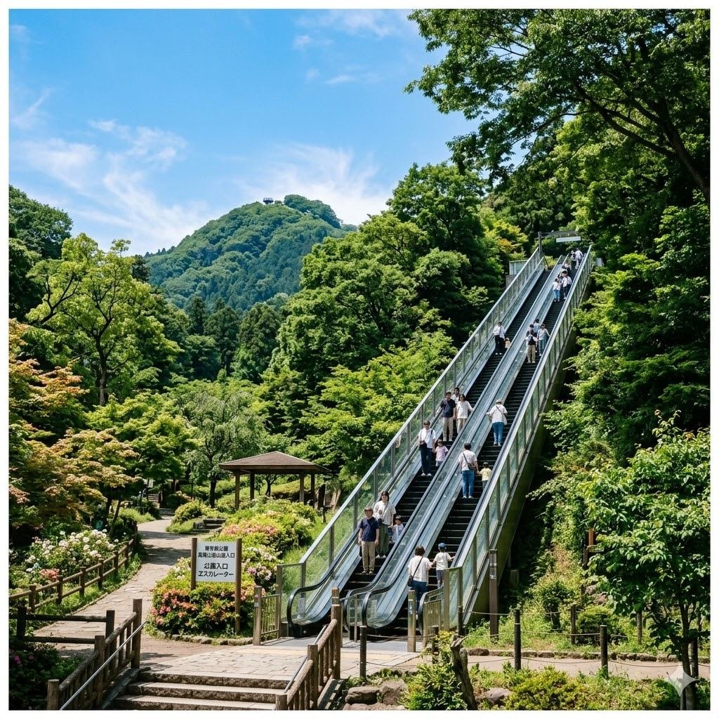山へと導くエスカレーター