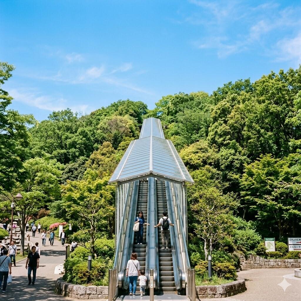 山へと導くエスカレーター