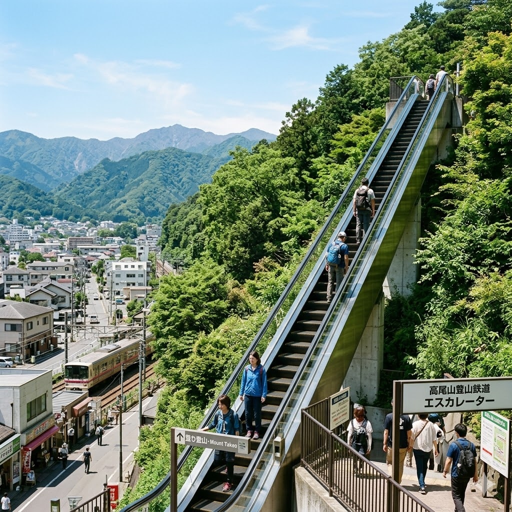 山へと導くエスカレーター