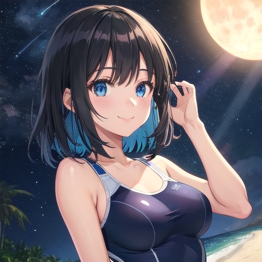 満月と流れ星