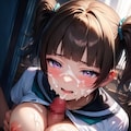 どぴゅっっ♡♡っとパイズリぶっかけお射精黒髪ツインテJKちゃん 3枚目