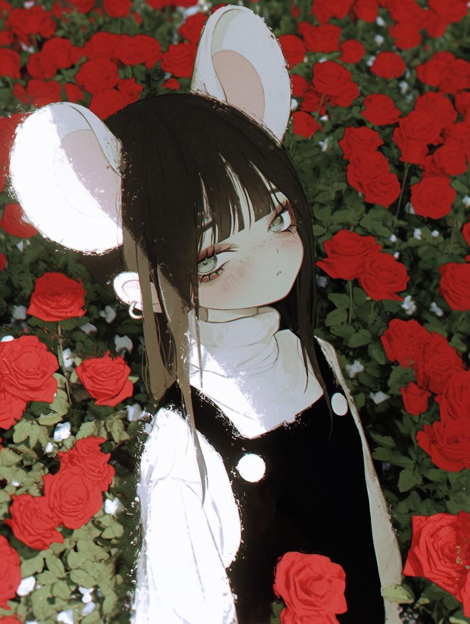 薔薇とねず耳