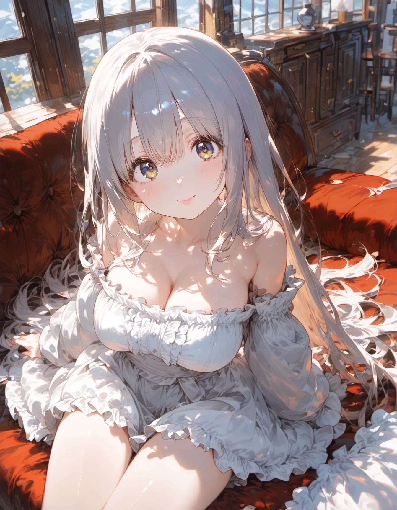The White Dress on Crimson Velvet | の人気AIイラスト・グラビア