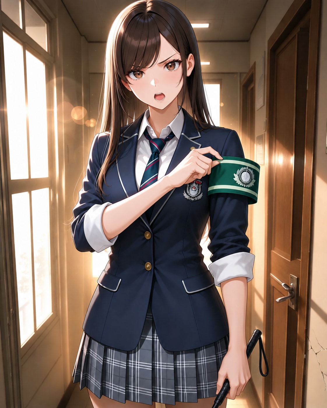 バイトちゃん。風紀委員制服と鞭