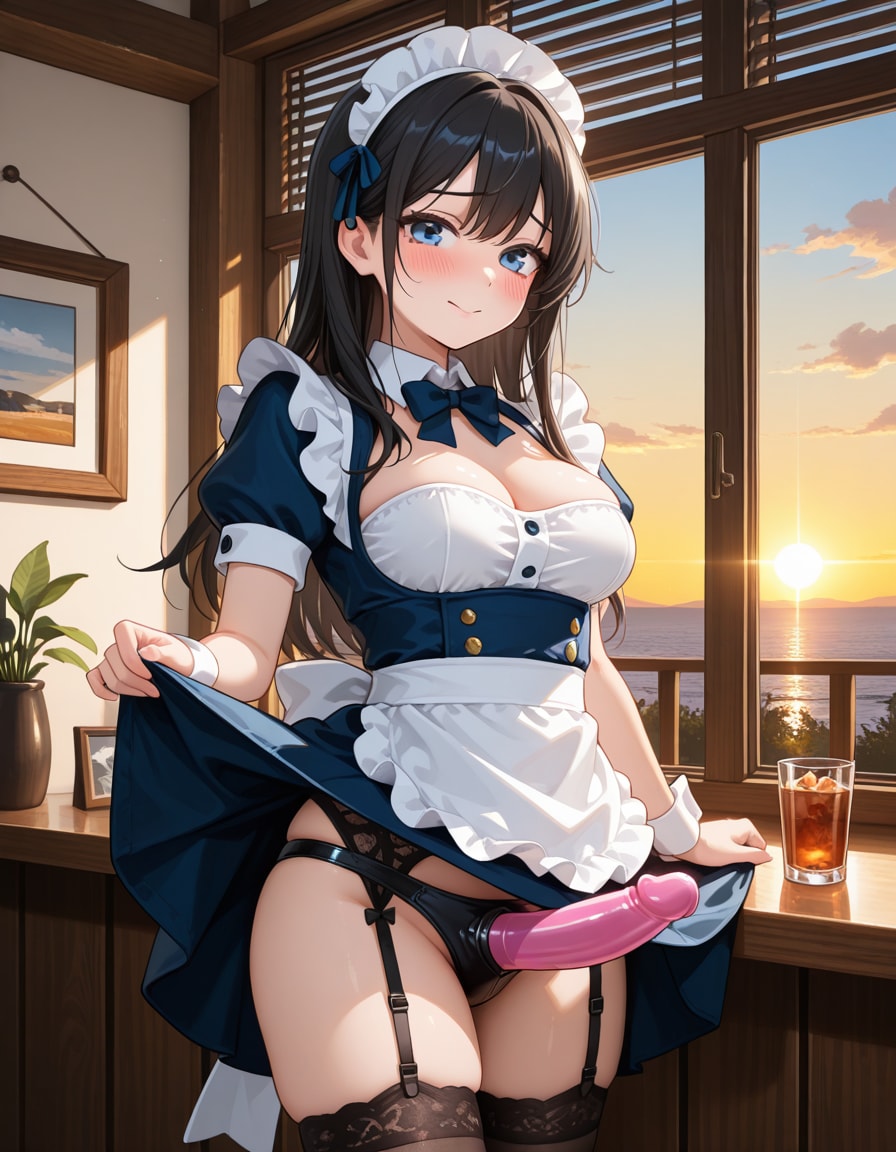 セクシーメイド衣装の葵さんとペニバン