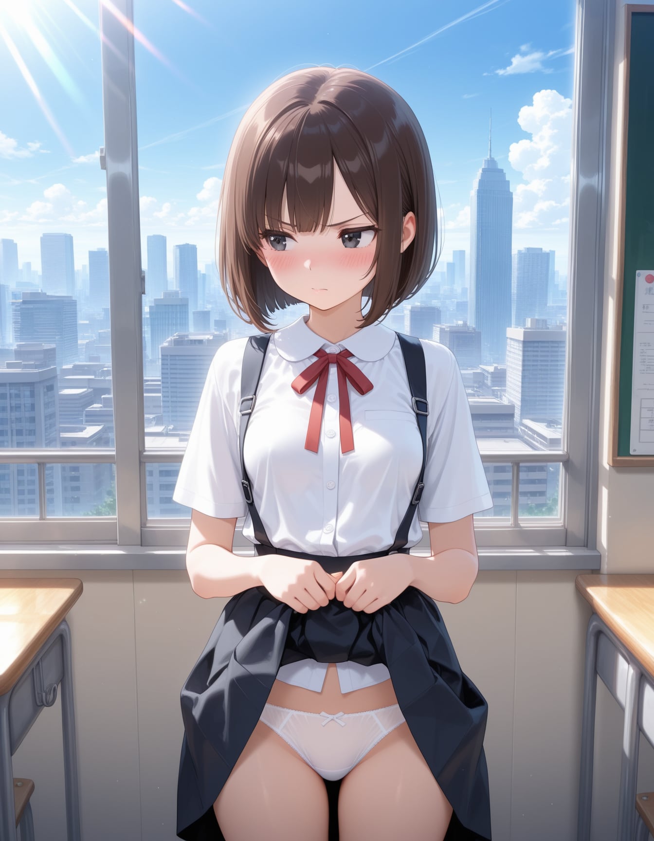 スカートたくし上げ