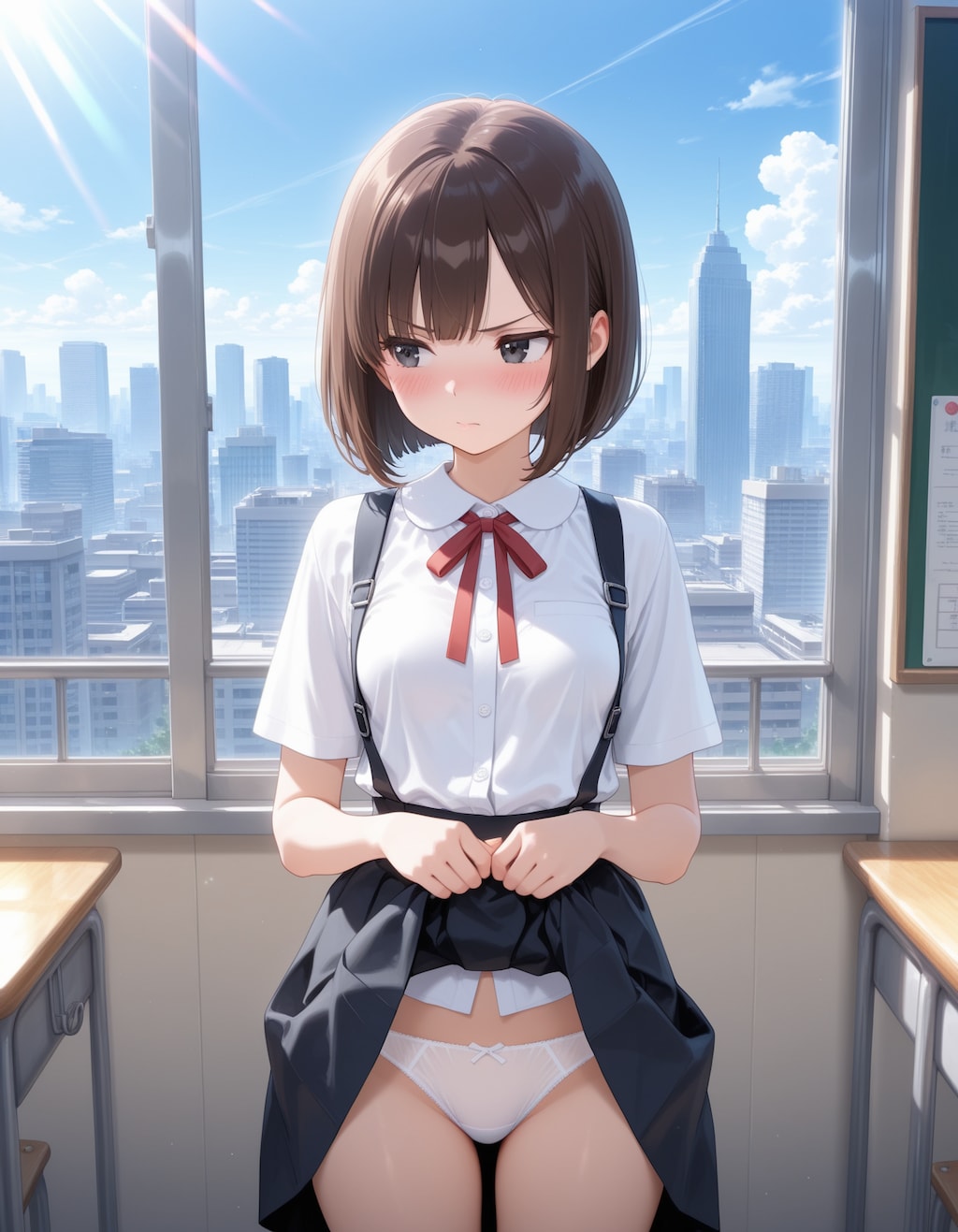 スカートたくし上げ