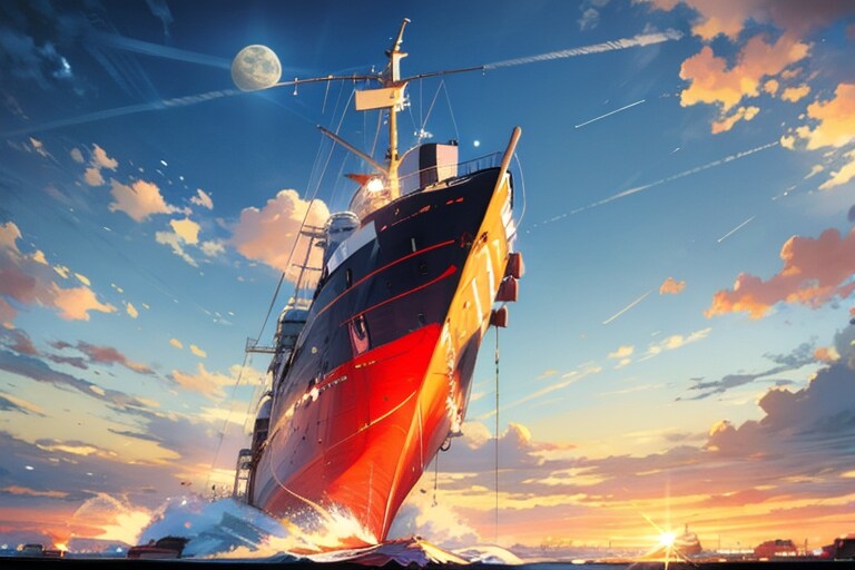 軍艦と夕空 | の人気AIイラスト・グラビア