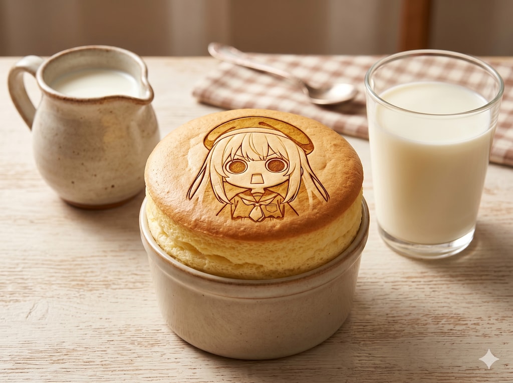 えらいこっちゃ嬢印のスフレと牛乳のセット