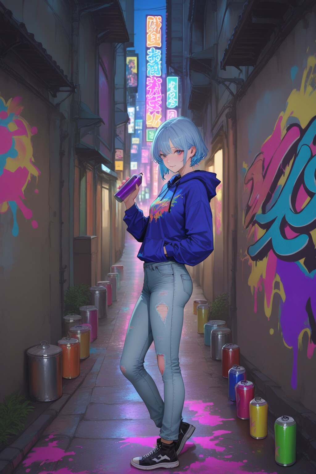 落書きする青髪ちゃん